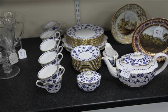 A Spode Blue Colonel pattern thirty seven piece tea service, teapot 7cm